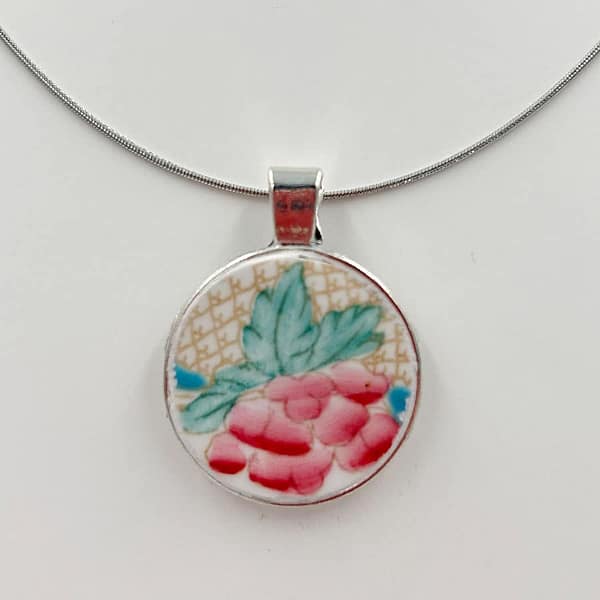 Round Vintage china Pendant